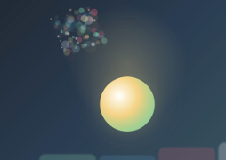 23A. Theme 5 Sound Instrument Performance. Sound Trails study with clustered particles above a glowing note body.
